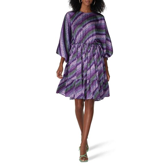 Giovanna Nicolai Striped Tunic Dress Retro Dolman Sleeve Mini Purple 38 US 6 - Picture 1 of 12